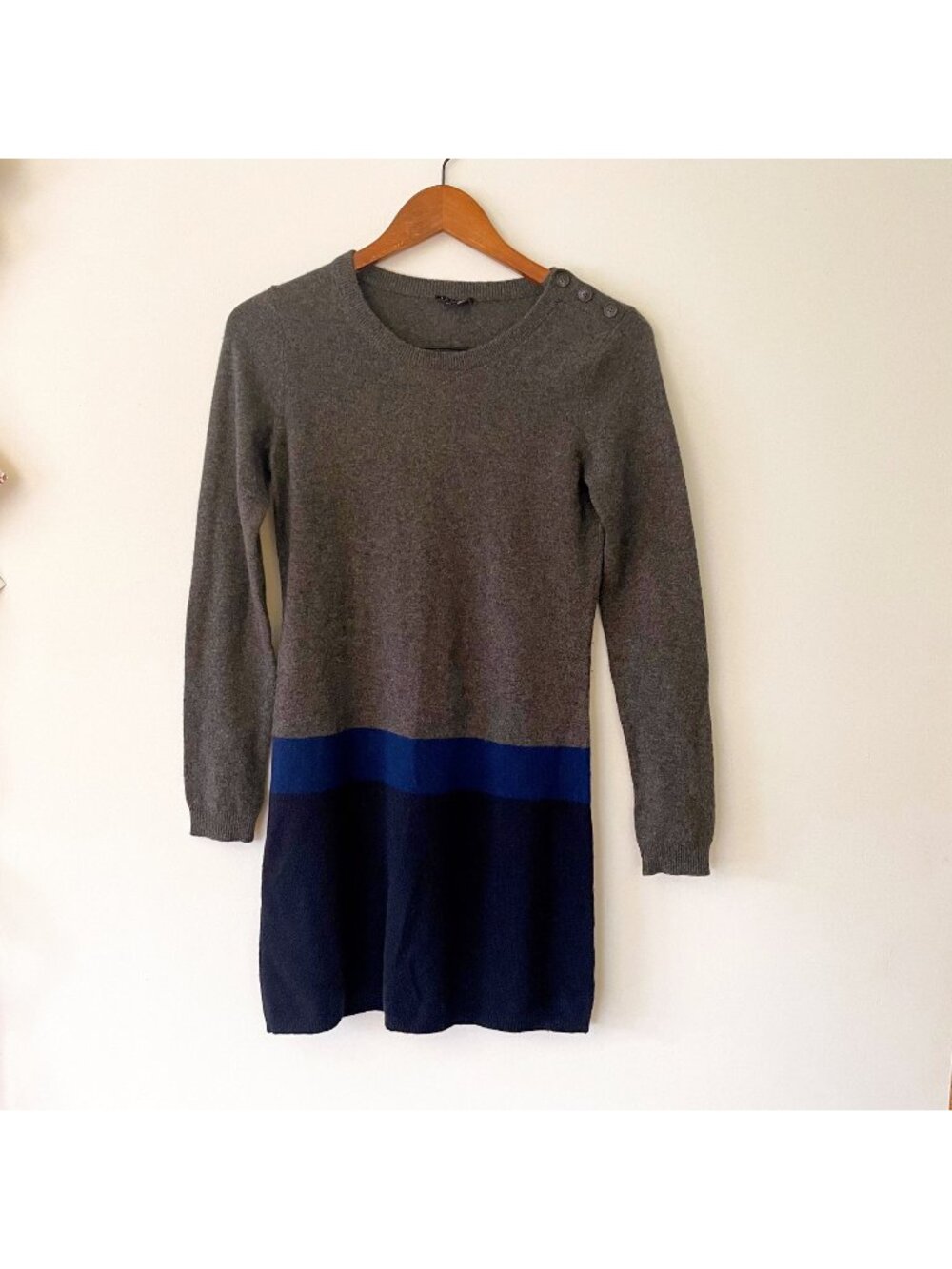 Theory Colorblock Cashmere Sweater Dress, Size Small